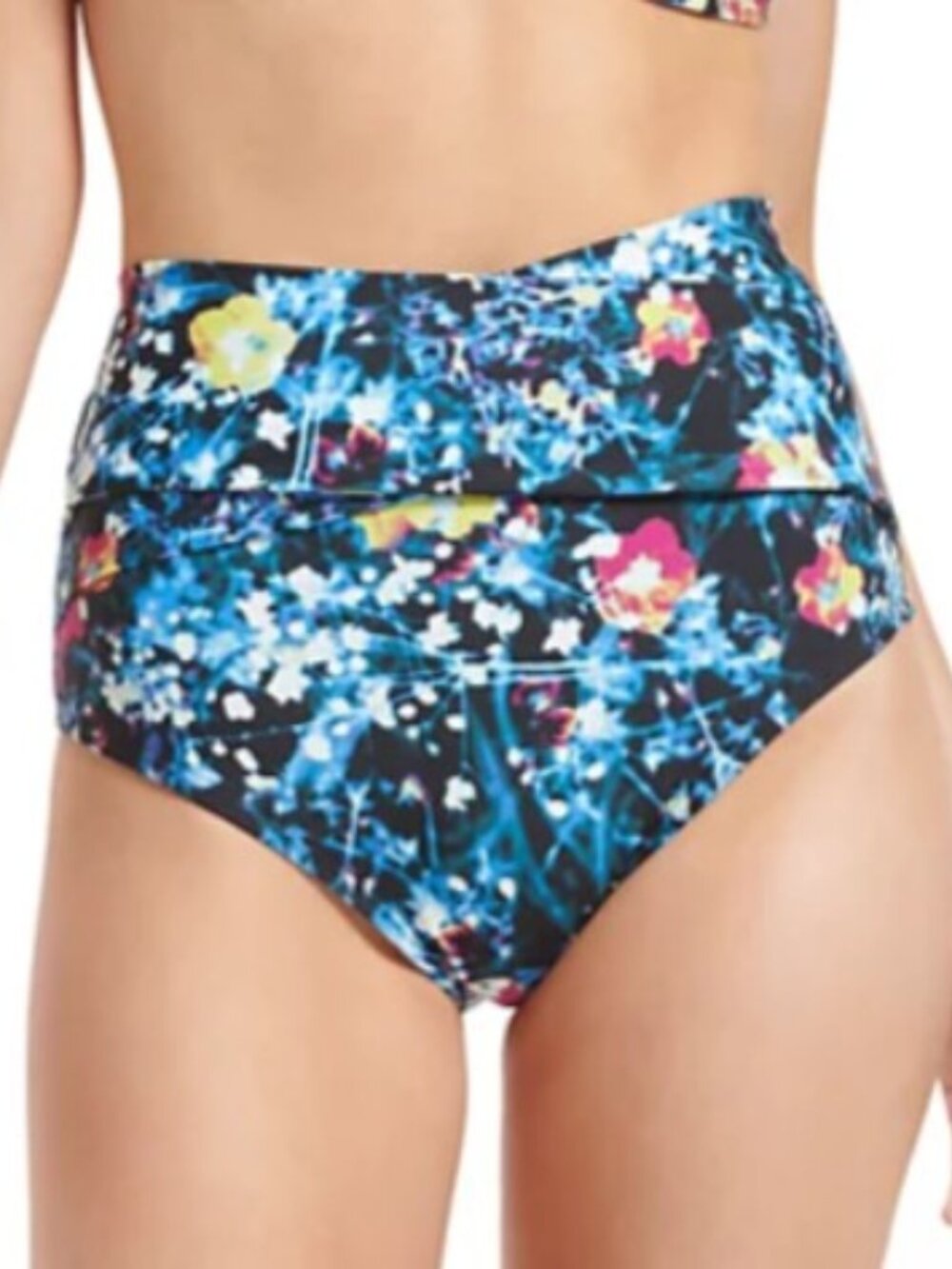 Calvin Klein Printed High-Waist Draped-Front Tummy-Control Swim Bottoms